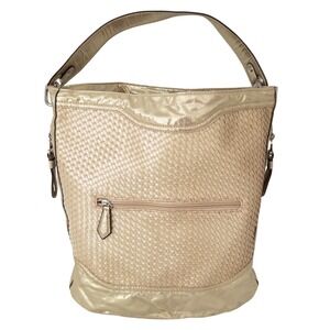 Penny Sue Woven Hobo Shoulder Bag Purse Gold Metallic Leopard Silver Handbag
